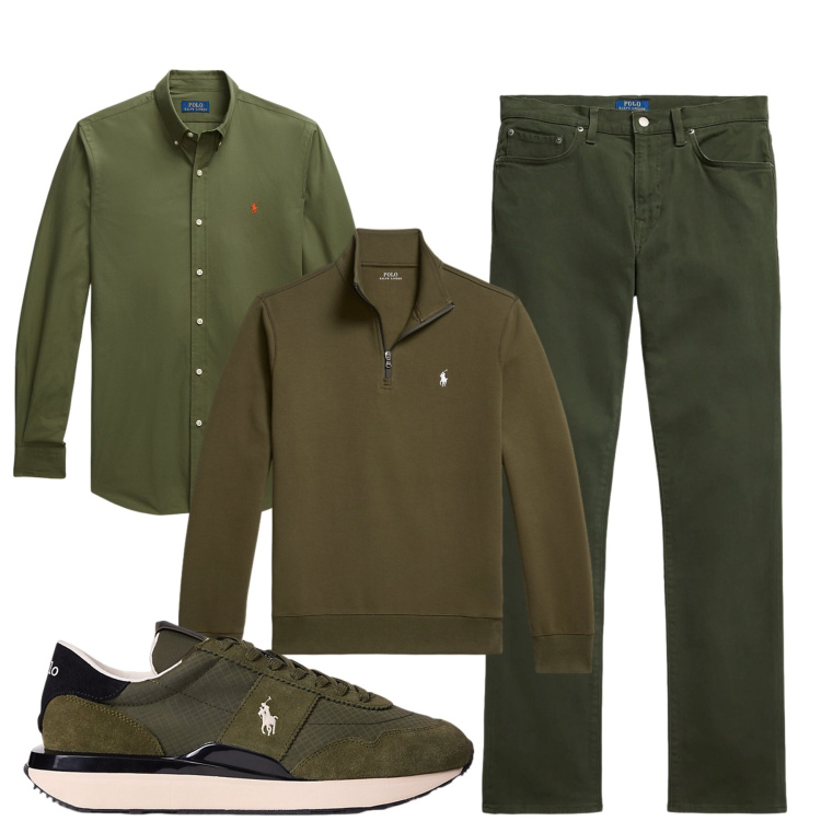 Outfit uomo - Total look #2304037. Stile Casual per Tutti i giorni. Abbinamento con camicie, sneakers, pullovers, pantaloni.