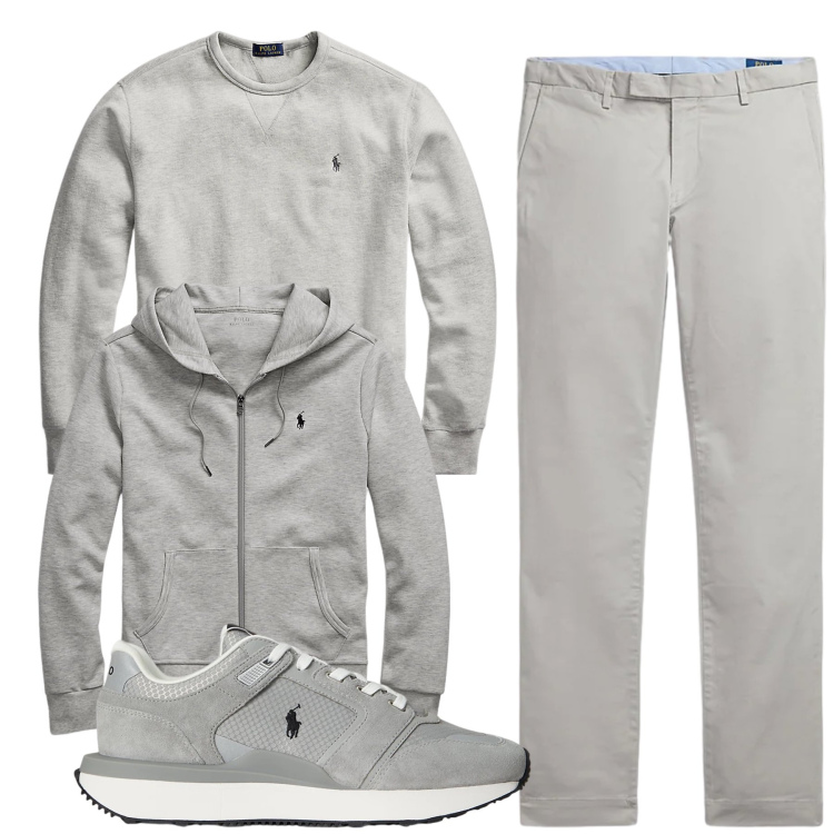 Outfit uomo - Total look #2304040. Stile Casual per Tutti i giorni. Abbinamento con felpe, felpe, pantaloni, sneakers.