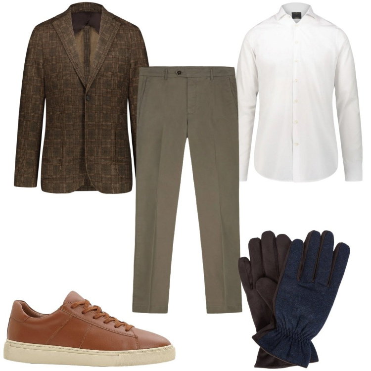 Outfit uomo - Total look #2304041. Stile Casual per Tutti i giorni. Abbinamento con sneakers, giacche, pantaloni chino, camicie, guanti.