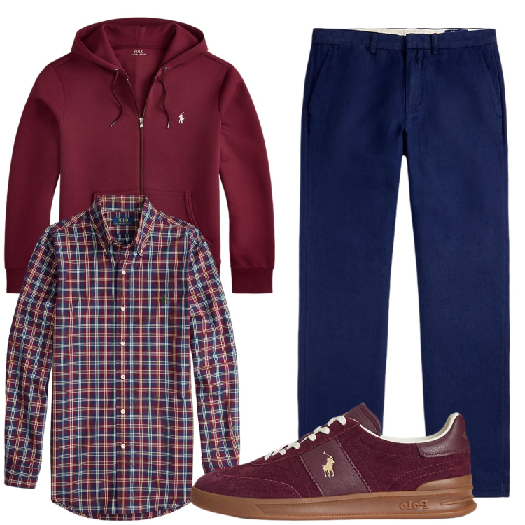 Outfit uomo - Total look #2304052. Stile Trendy per Tutti i giorni. Abbinamento con pantaloni, sneakers, felpe, camicie.