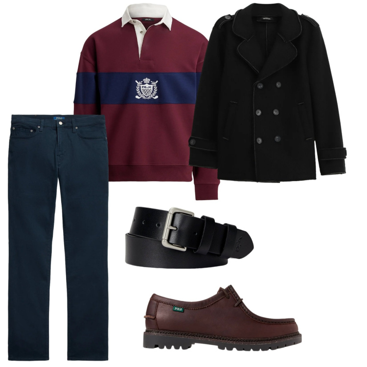 Outfit uomo - In ufficio. per Ufficio. Abbinamento con cappotti, cinture, scarpe stringate, felpe, pantaloni.