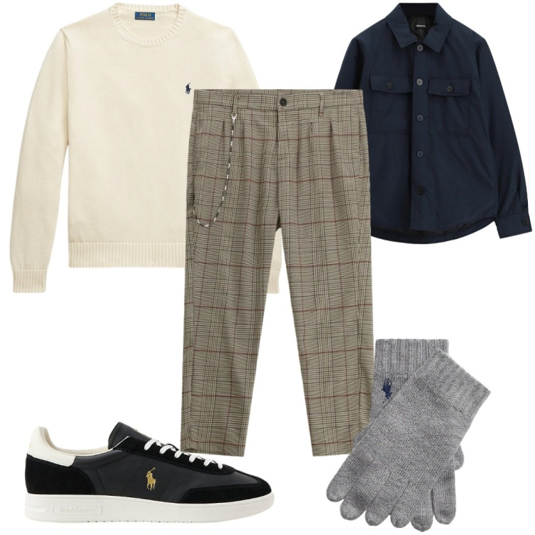 Outfit uomo - Total look #2304126. Stile Trendy per Tutti i giorni. Abbinamento con pantaloni, cappotti, maglieria, sneakers, guanti.