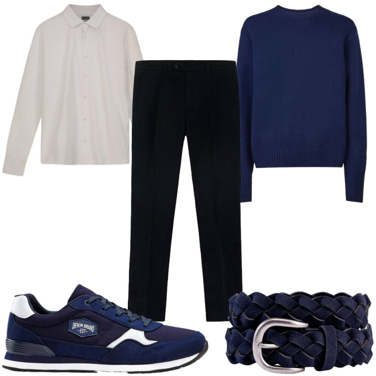 Outfit uomo - Total look #2304128. Stile Casual per Tutti i giorni. Abbinamento con sneakers, pantaloni, cinture, pullovers, polo.