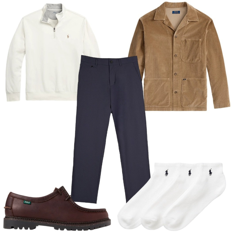 Outfit uomo - Total look #2304129. Stile Casual per Tutti i giorni. Abbinamento con pullovers, calzini, scarpe stringate, giacche, pantaloni chino.