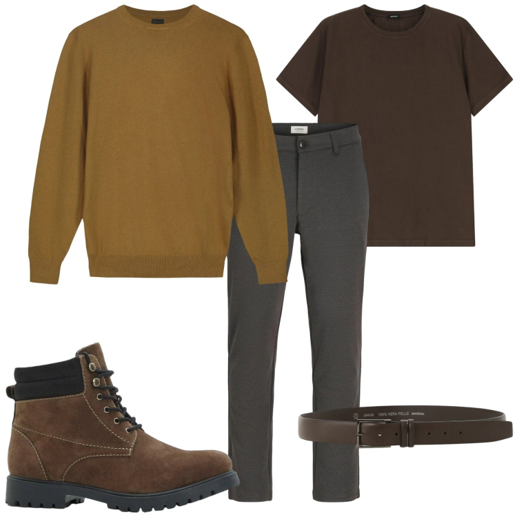 Outfit uomo - Volevo chiederti se ti piace. Stile Urban per Tutti i giorni. Abbinamento con pantaloni chino, stivali e stivaletti, t-shirt, cinture, maglieria.