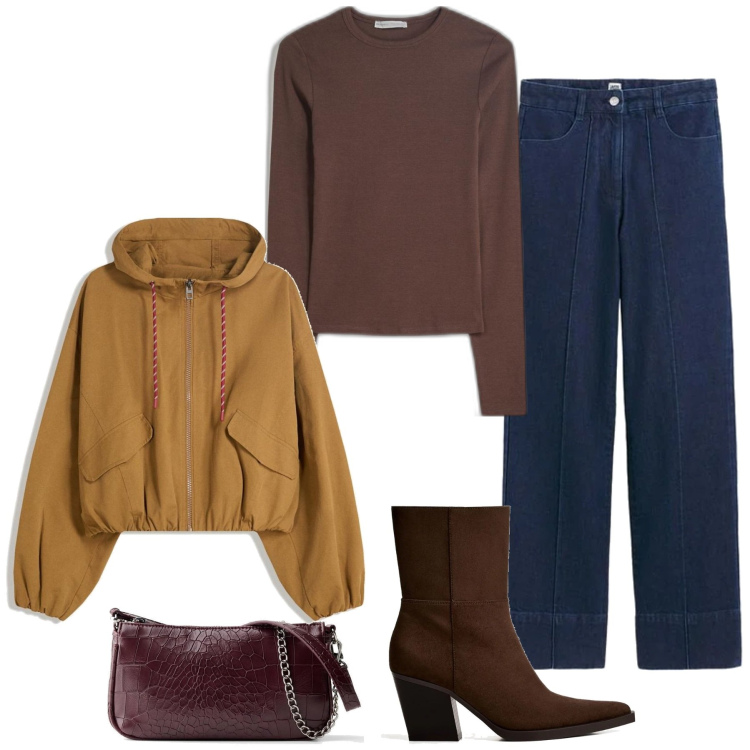 Outfit mujer - Casual chic #20141. Estilo Casual chic para Todos los días. Combinación con vaqueros, bolsos de mano, blazers, botines, camiseta.