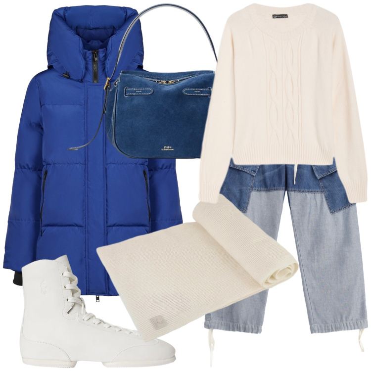 Outfit donna - Total look. Stile Casual chic per Tutti i giorni. Abbinamento con jeans, maglieria, borse a mano, stivaletti, sciarpe, piumini.