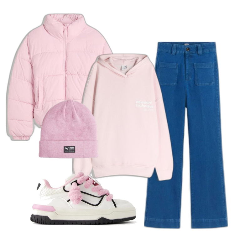 Outfit mujer - Sporty chic #4048. Estilo Sporty chic para Todos los días. Combinación con gorros, vaqueros bootcut, sneakers, blazers, sudaderas con capucha.