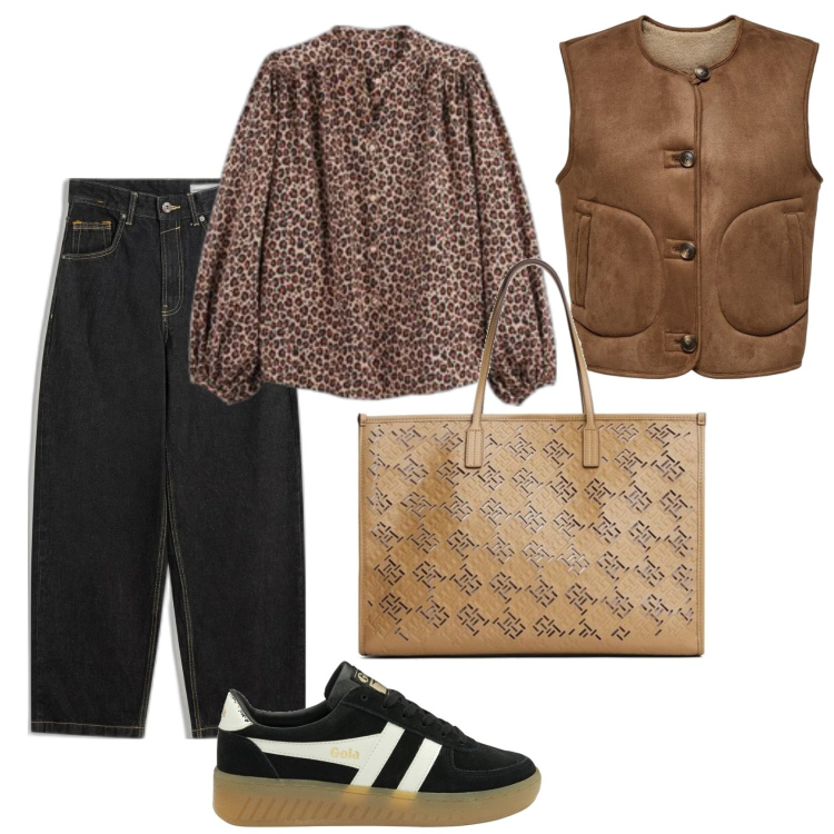 Outfit mujer - Urban look. Estilo Urban para Todos los días. Combinación con camisas, bolso tote, sneakers, chalecos, vaqueros.