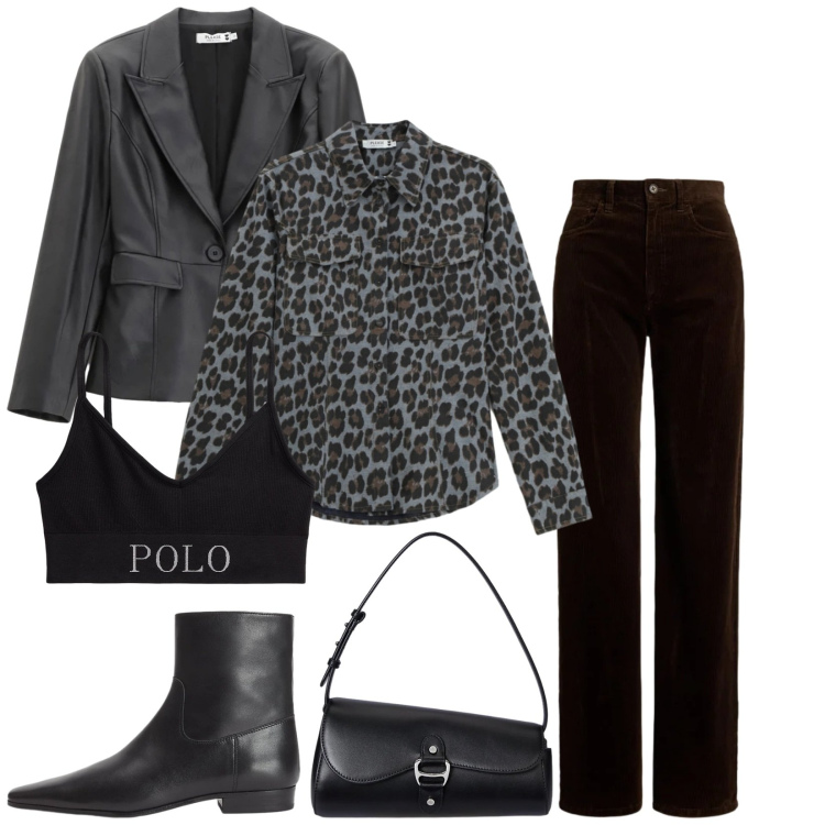 Outfit donna - Total look #2304347. Stile Chic per Tutti i giorni. Abbinamento con camicie, blazer, stivaletti, pantaloni, borse a spalla, reggiseni.