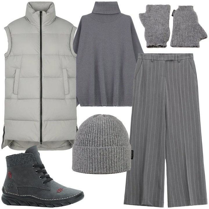 Outfit donna - Freddo Dicembre - @star67. Stile Sporty chic per Tutti i giorni. Abbinamento con stivaletti, pantaloni a palazzo, maglieria, guanti, berretti, piumini.