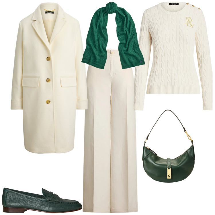 Outfit donna - Bon ton per le feste. Stile Bon Ton per Tutti i giorni. Abbinamento con mocassini, borse a spalla, maglieria, pantaloni, sciarpe, cappotti.