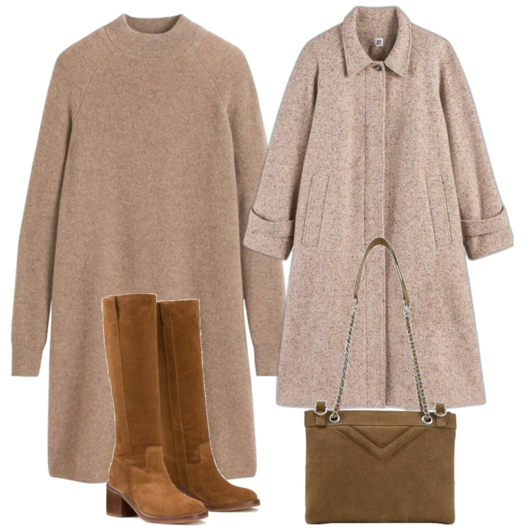 Outfit mujer - Bon Ton #6813. Estilo Bon Ton para Todos los días. Combinación con botas, vestidos cortos, bandoleras, abrigos.