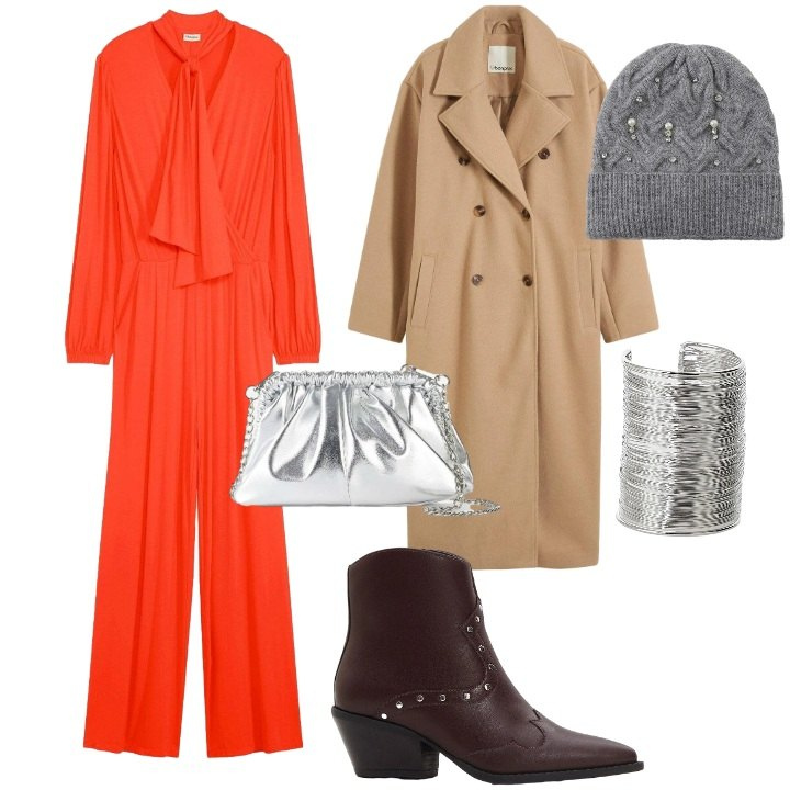 Outfit donna - Ricordati di splendere - @pamela. Stile Glamour per Serata fuori. Abbinamento con tute, stivaletti texani, cappotti, borse a tracolla, braccialetti, berretti.