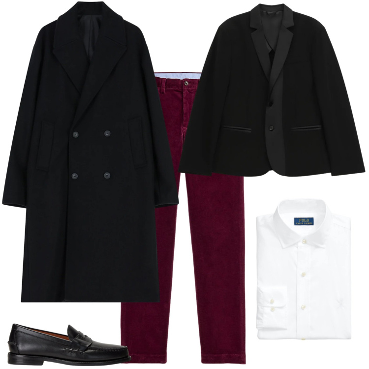 Outfit uomo - Trendy serata a teatro. Stile Trendy per Serata speciale. Abbinamento con cappotti, giacche, scarpe stringate, camicie, pantaloni.