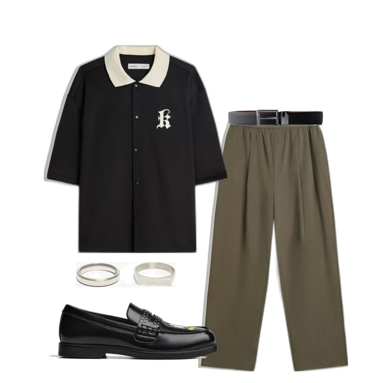 Outfit hombre - Pantalón de pinzas. Estilo Business/Elegante para Todos los días. Combinación con pantalones, anillos, camisas de manga corta, cinturones, zapatos con cordones.