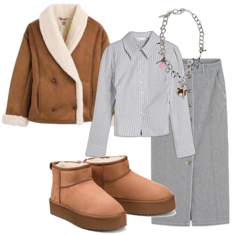 Outfit mujer - Boho #2653. Estilo Boho para Todos los días. Combinación con botines, abrigos, minifaldas, camisas, collares.