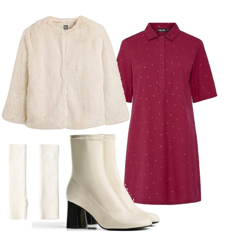 Outfit mujer - Bon Ton #6819. Estilo Bon Ton para Noche/Fiesta elegante. Combinación con abrigos, vestidos camiseros, botines, guantes.