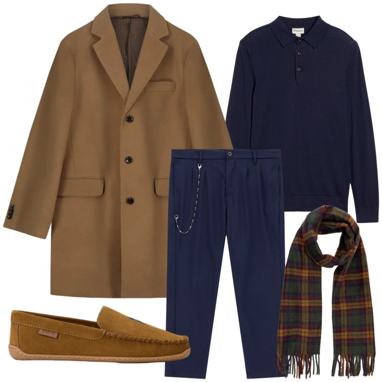 Outfit uomo - Serata “cinema o teatro”. Stile Trendy per Serata speciale. Abbinamento con maglieria, pantaloni, scarpe stringate, sciarpe, cappotti.