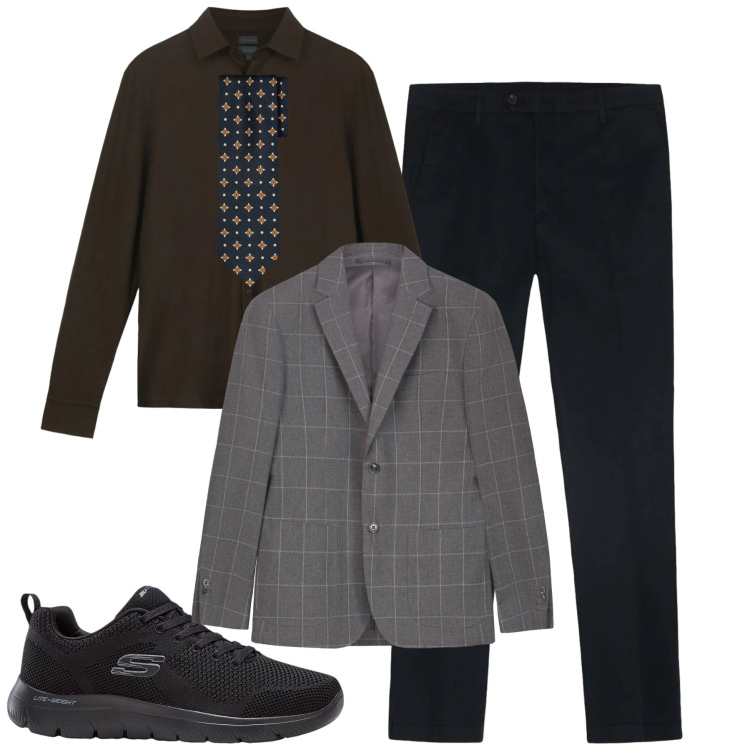 Outfit uomo - City. Stile Urban per Tutti i giorni. Abbinamento con sneakers, giacche, cravatte, polo, pantaloni.