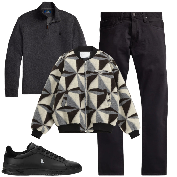 Outfit uomo - Dicembre. Stile Casual per Tutti i giorni. Abbinamento con giacche, sneakers, jeans, pullovers.