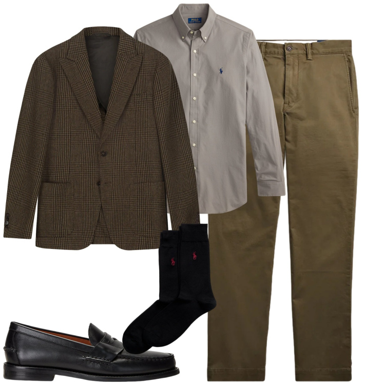 Outfit uomo - Total look #2304994. Stile Urban per Tutti i giorni. Abbinamento con scarpe stringate, calzini, camicie, pantaloni, giacche.