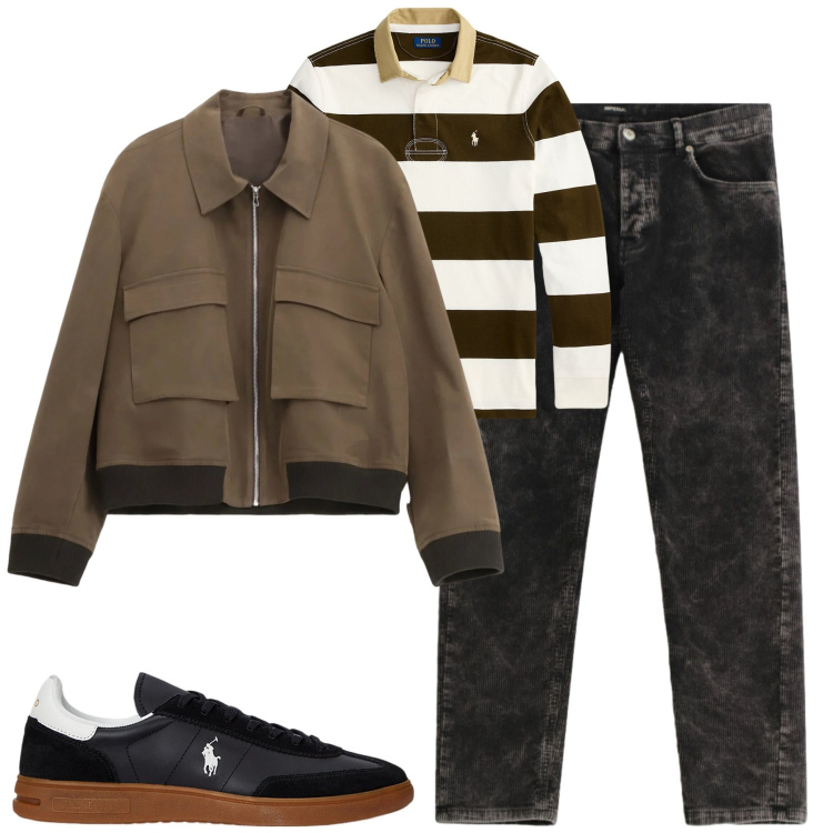 Outfit uomo - City. Stile Casual per Tutti i giorni. Abbinamento con giacche, pantaloni, sneakers, maglieria.