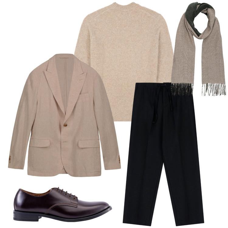 Outfit uomo - Total look #2305053. Stile Business/Elegante per Ufficio. Abbinamento con pantaloni, maglieria, scarpe stringate, giacche, sciarpe.