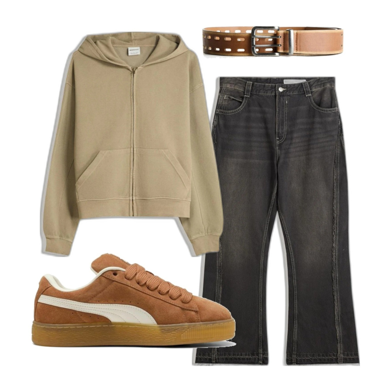 Outfit hombre - Urban #6004. Estilo Urban para Todos los días. Combinación con sneakers, sudaderas, cinturones, vaqueros.