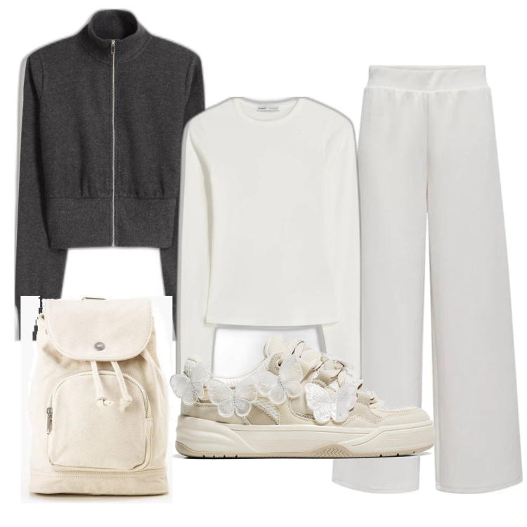 Outfit mujer - Sporty chic #4055. Estilo Sporty chic para Todos los días. Combinación con mochilas, sneakers, sudaderas, pantalones, camiseta.