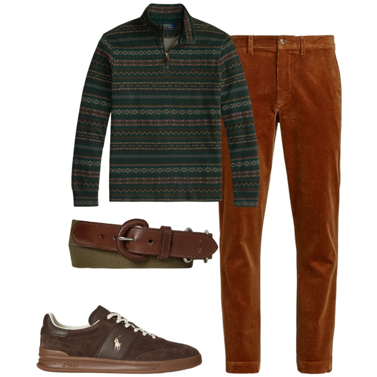 Outfit uomo - Dicembre. Stile Casual per Tutti i giorni. Abbinamento con pantaloni, sneakers, cinture, pullovers.
