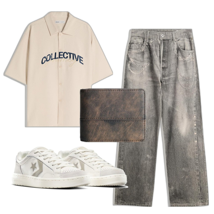 Outfit hombre - Urban #6009. Estilo Urban para Todos los días. Combinación con sneakers, vaqueros, camisas, carteras.