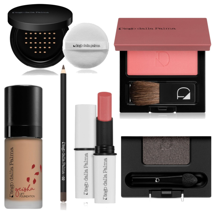 Outfit donna - Diego Dalla Palma. Abbinamento con ombretti, fondotinta, eyeliner, blush, ciprie, rossetti.