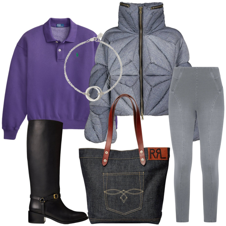 Outfit donna - Ricordati di splendere - @pamela. Stile Minimal per Ufficio. Abbinamento con jeggings, borse tote, braccialetti, stivali, pullovers, piumini.