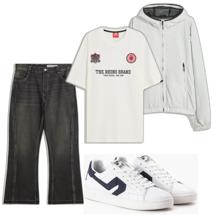 Outfit hombre - Casual look. Estilo Casual para Todos los días. Combinación con sneakers, chaquetas, vaqueros, camiseta.