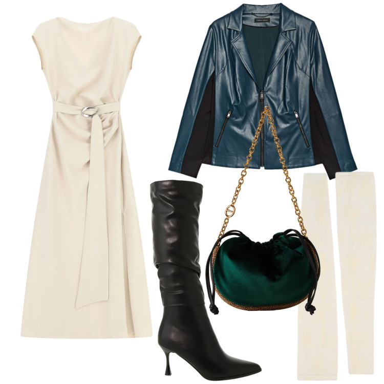 Outfit donna - Il potere del punto vita. Stile Chic per Serata fuori. Abbinamento con vestiti lunghi, stivali sopra il ginocchio, guanti, borse a spalla, giacche.