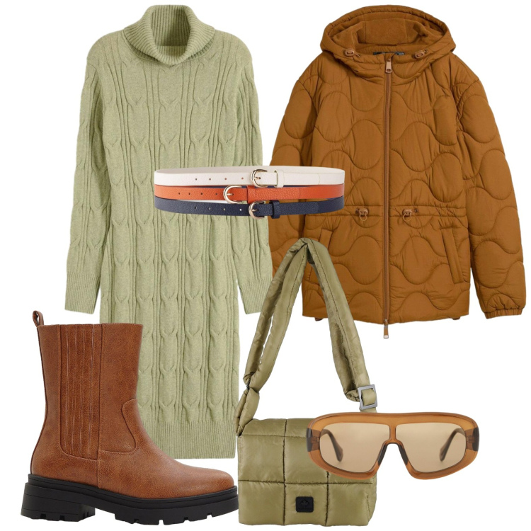 Outfit donna - Il potere del punto vita. Stile Casual per Ufficio. Abbinamento con cinture, vestiti, stivaletti chelsea, giacche, occhiali da sole, borse a spalla.