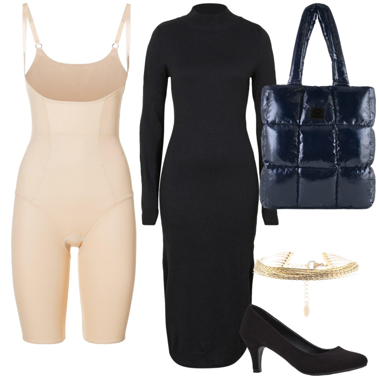 Outfit donna - L intimo modellante. Stile Urban per Ufficio. Abbinamento con vestiti, décolleté, tute, braccialetti, shopping bag.