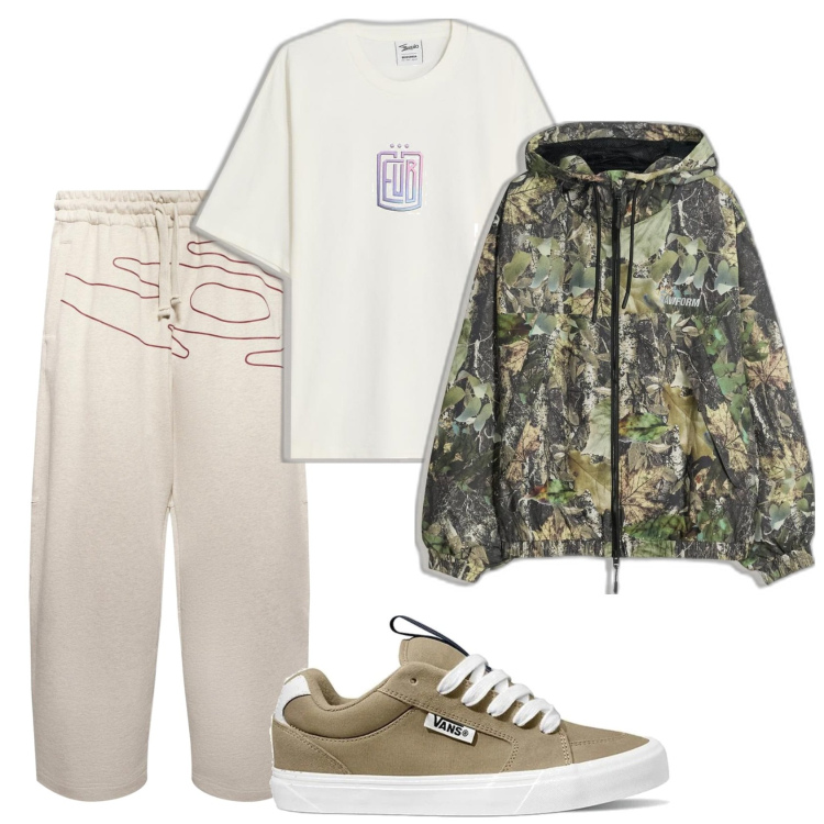 Outfit hombre - Casual look. Estilo Casual para Todos los días. Combinación con sneakers, chaquetas, camiseta, pantalones.