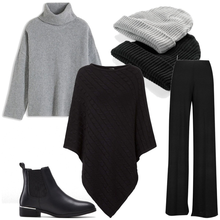 Outfit femme - Casual et chaud. Style Casual pour Tous les jours. Assortir avec chapeaux, pulls, manteaux, boots, pantalon .