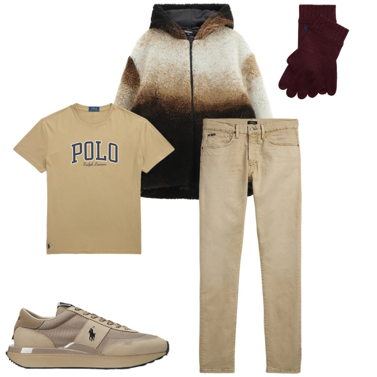 Outfit uomo - Total look #2305278. Stile Casual per Tutti i giorni. Abbinamento con giacche, sneakers, jeans, t-shirt, guanti.