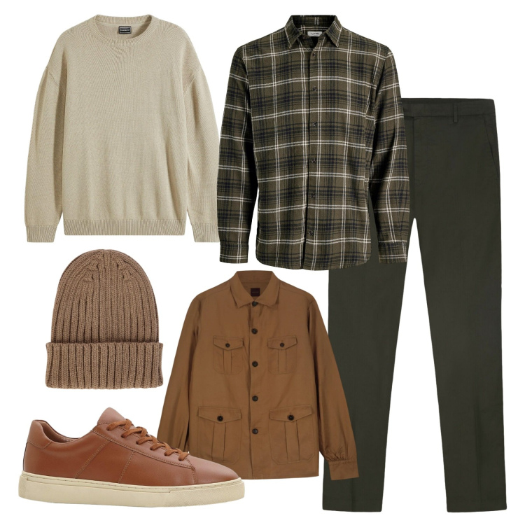 Outfit uomo - Flanella e morbidezza. Stile Urban per Tutti i giorni. Abbinamento con sneakers, maglieria, camicie, berretti, cappotti, pantaloni.