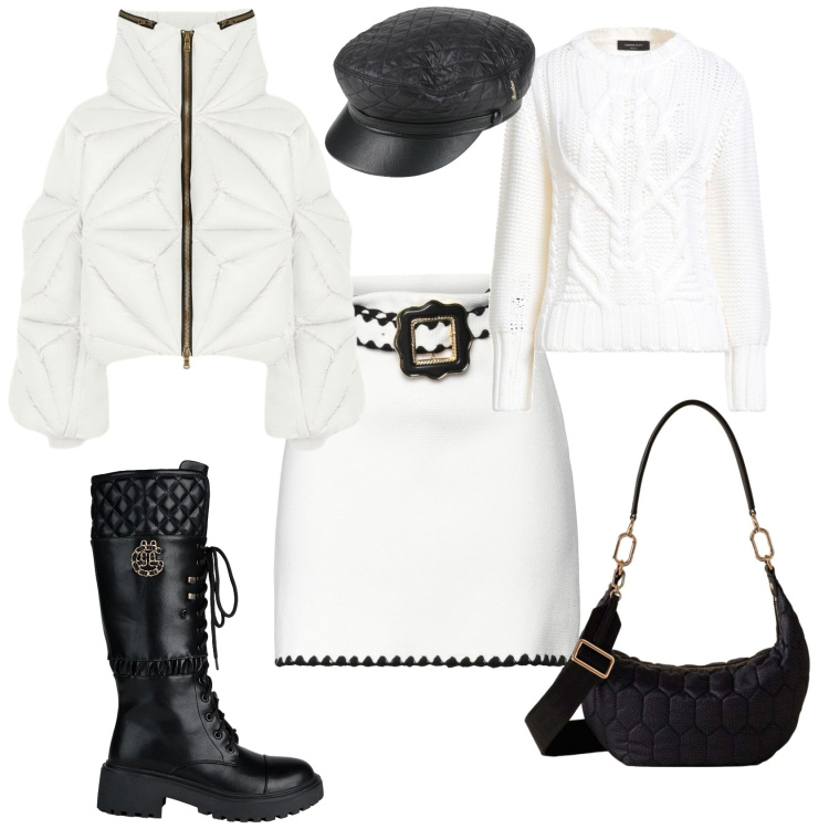 Outfit donna - Preppy ogni giorno. Stile Preppy per Tutti i giorni. Abbinamento con minigonne, stivali, pullovers, cappelli con visiera, borse a tracolla, piumini.