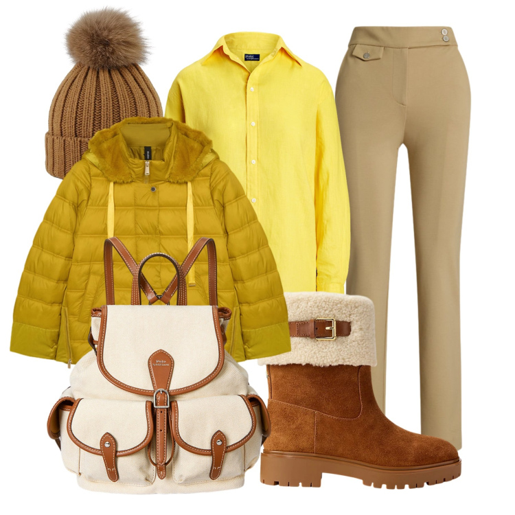 Outfit donna - Total look #2305301. Stile Basic per Scuola/Università. look ideale per Tall. Abbinamento con camicie, zaini, pantaloni, stivaletti, berretti, piumini.