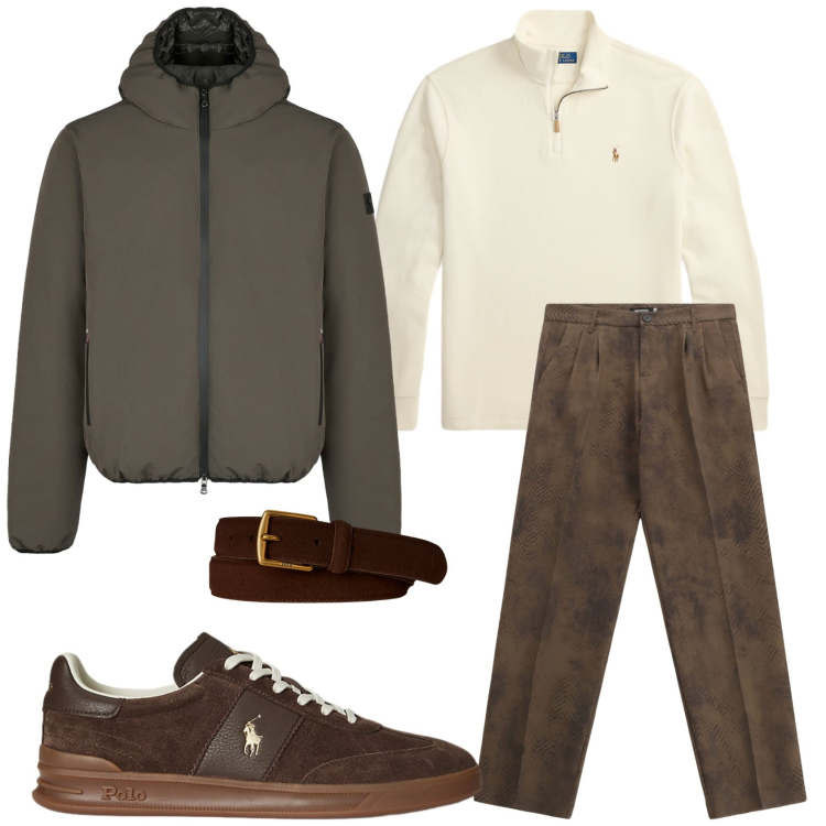 Outfit uomo - Total look #2305302. Stile Casual per Tutti i giorni. Abbinamento con pantaloni, sneakers, cinture, pullovers, giacche.
