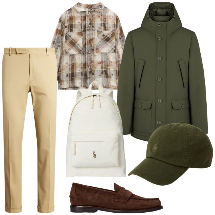 Outfit uomo - Flanella. per Ufficio. Abbinamento con camicie, scarpe stringate, pantaloni chino, borse sportive, cappelli, cappotti.