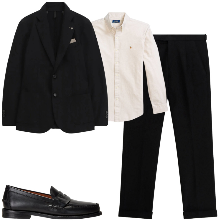 Outfit uomo - Black. Stile Business/Elegante per Tutti i giorni. Abbinamento con pantaloni, giacche, scarpe stringate, camicie.