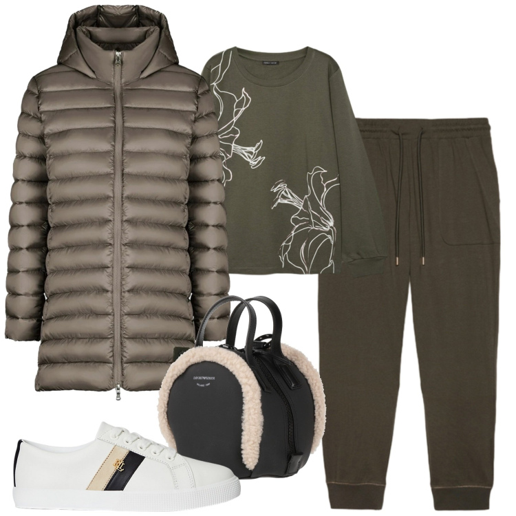 Outfit donna - City. Stile Casual chic per Tutti i giorni. Abbinamento con zaini, sneakers, piumini, pantaloni, felpe.