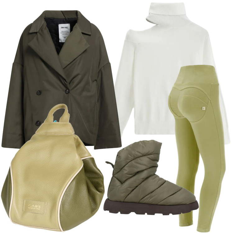 Outfit donna - Nuance morbide. Stile Basic per Scuola/Università. Abbinamento con zaini, caban, stivaletti, maglieria, pantaloni skinny.