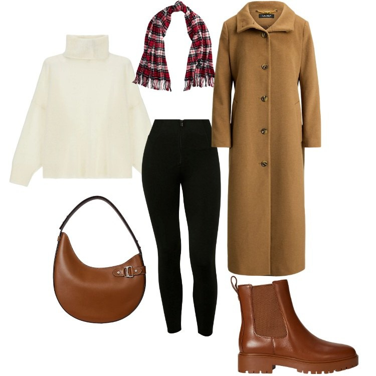 Outfit donna - Grande rettangolo ("H") - 02. Stile Casual per Tutti i giorni. Abbinamento con maglieria, pantaloni skinny, stivaletti chelsea, borse a spalla, cappotti, sciarpe.